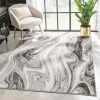 Well Woven Beckley Contemporary Abstract Waves Ivory Glam Rug