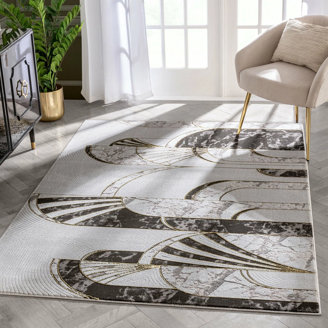 Well Woven Geometric Walter Retro Marble Pattern Grey Glam Rug 1 Well Woven Geometric Walter Retro Marble Pattern Grey Glam Rug