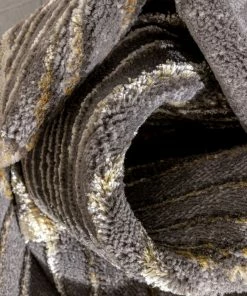 Well Woven Madeline Retro Marble Pattern Grey Glam Rug