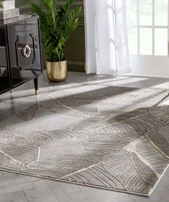 Well Woven Madeline Retro Marble Pattern Grey Glam Rug