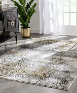 Well Woven Kenneth Retro Abstract Pattern Grey Glam Rug Geometric