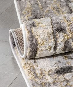 Well Woven Harod Retro Geometric Stripes Grey Glam Rug