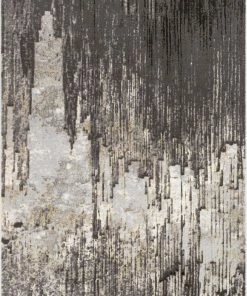 Well Woven Harod Retro Geometric Stripes Grey Glam Rug