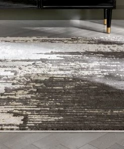 Well Woven Harod Retro Geometric Stripes Grey Glam Rug