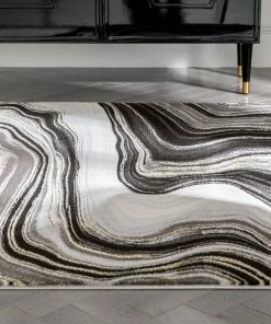Well Woven Warren Retro Abstract Waves Grey Glam Rug Geometric 16 Well Woven Warren Retro Abstract Waves Grey Glam Rug Geometric