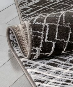 Well Woven Vernon Retro Geometric Grey Glam Rug