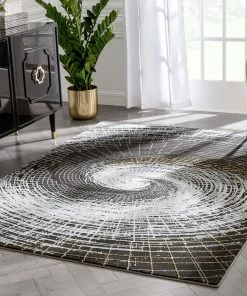 Well Woven Vernon Retro Geometric Grey Glam Rug