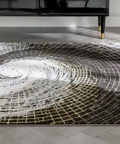 Well Woven Vernon Retro Geometric Grey Glam Rug