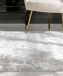 Well Woven Global Angus Modern Abstract Distressed Grey Blush Glam Rug