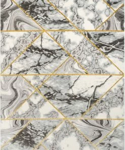 Well Woven Arlo Retro Marble Pattern Grey Glam Rug