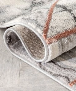 Well Woven Arlo Retro Marble Pattern Grey Blush Glam Rug