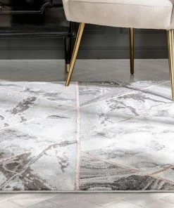 Well Woven Arlo Retro Marble Pattern Grey Blush Glam Rug