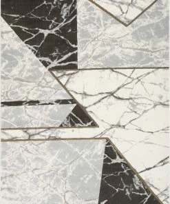 Well Woven Global Weston Retro Geometric Marble Pattern Grey Glam Rug