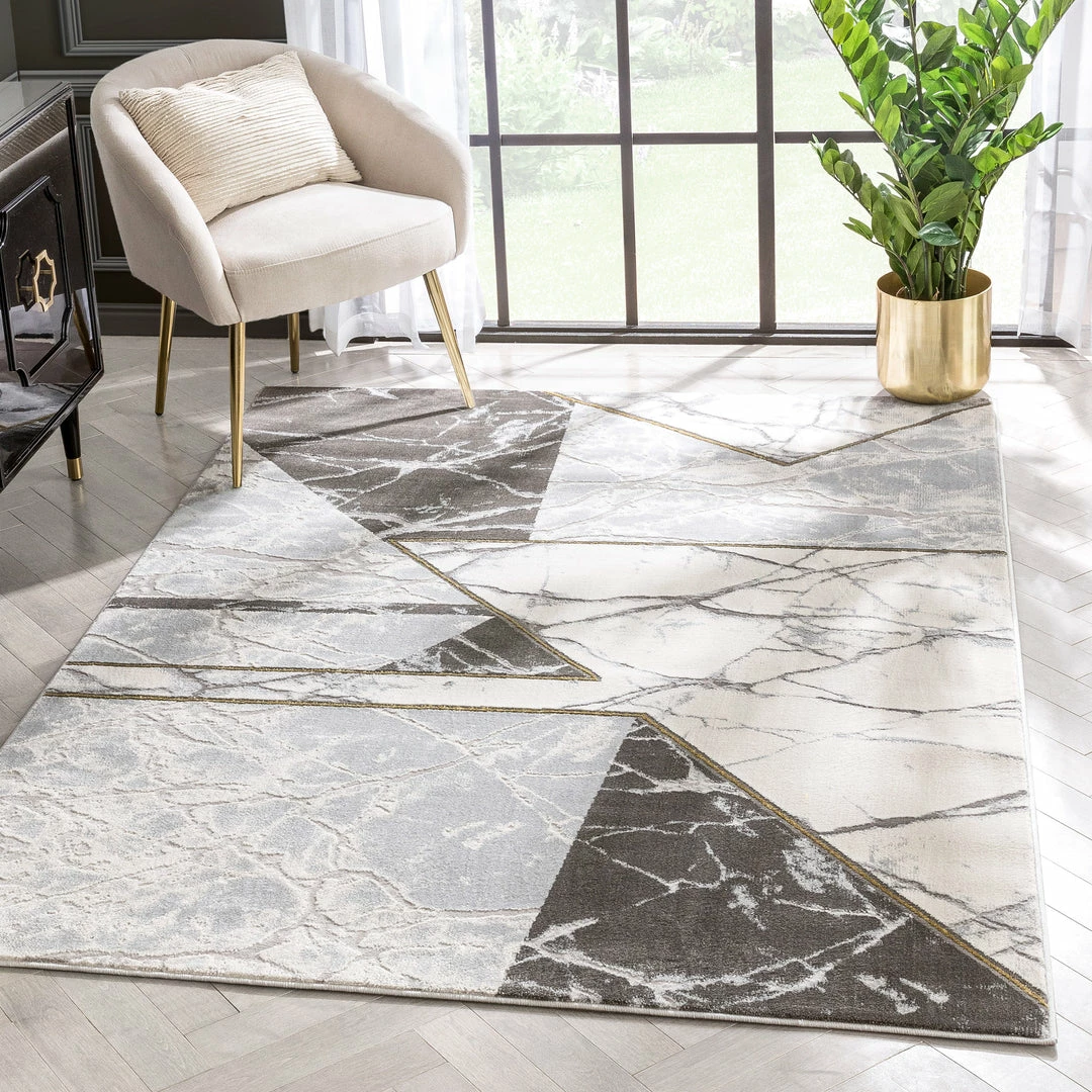 Well Woven Global Weston Retro Geometric Marble Pattern Grey Glam Rug 1 Well Woven Global Weston Retro Geometric Marble Pattern Grey Glam Rug