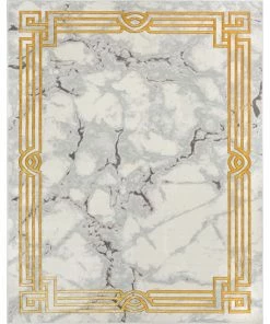Well Woven Global Huntington Retro Marble Border Ivory Glam Rug