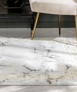 Well Woven Global Huntington Retro Marble Border Ivory Glam Rug