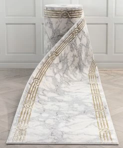 Well Woven Custom Size Runner Huntington Retro Mosaic Marble Pattern Ivory Choose Your Width X Choose Your Length Hallway Runner Rug Geometric