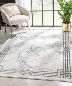 Well Woven Huntington Retro Marble Border Black Glam Rug Global