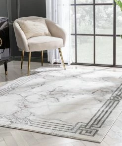 Well Woven Huntington Retro Marble Border Black Glam Rug Global
