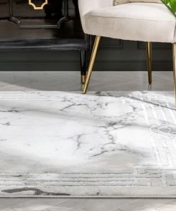 Well Woven Huntington Retro Marble Border Black Glam Rug Global