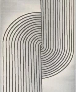 Well Woven Global Archer Retro Geometric Pattern Grey Glam Rug