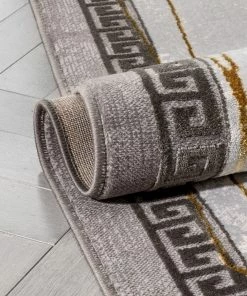 Well Woven Faye Retro Border Pattern Grey Glam Rug