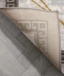 Well Woven Faye Retro Border Pattern Grey Glam Rug