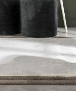 Well Woven Faye Retro Border Pattern Grey Glam Rug