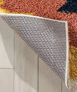 Well Woven Titan Southwestern Tribal Ivory Blue Rainbow Shag Rug Global