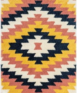 Well Woven Titan Southwestern Tribal Ivory Blue Rainbow Shag Rug Global