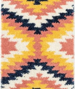 Well Woven Titan Southwestern Tribal Ivory Blue Rainbow Shag Rug Global