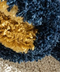 Well Woven Katniss Mid-Century Modern Geometric Ivory Blue Rainbow Shag Rug Vintage