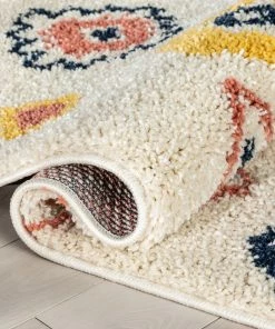 Well Woven Blaer Moroccan Ethnic Diamond Ivory Rainbow Shag Rug