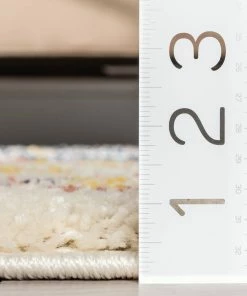 Well Woven Blaer Moroccan Ethnic Diamond Ivory Rainbow Shag Rug