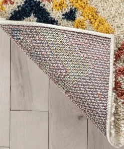 Well Woven Blaer Moroccan Ethnic Diamond Ivory Rainbow Shag Rug