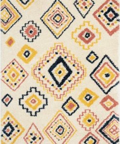 Well Woven Blaer Moroccan Ethnic Diamond Ivory Rainbow Shag Rug