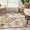 Well Woven Blaer Moroccan Ethnic Diamond Ivory Rainbow Shag Rug