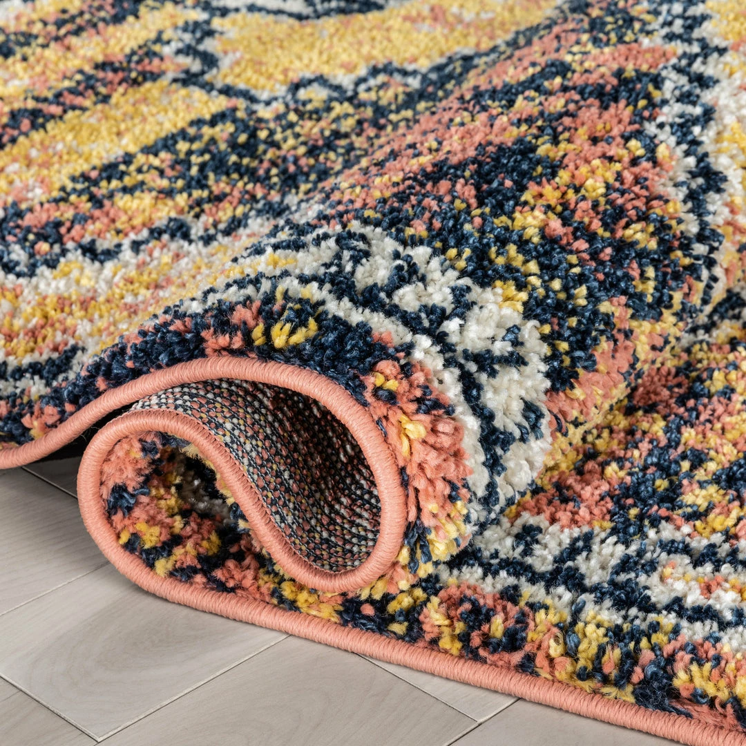 Well Woven Global Mowgli Tribal Moroccan Medallion Yellow Rust Rainbow Shag Rug 6 Well Woven Global Mowgli Tribal Moroccan Medallion Yellow Rust Rainbow Shag Rug