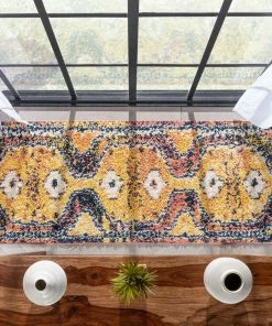 Well Woven Global Mowgli Tribal Moroccan Medallion Yellow Rust Rainbow Shag Rug 26 Well Woven Global Mowgli Tribal Moroccan Medallion Yellow Rust Rainbow Shag Rug