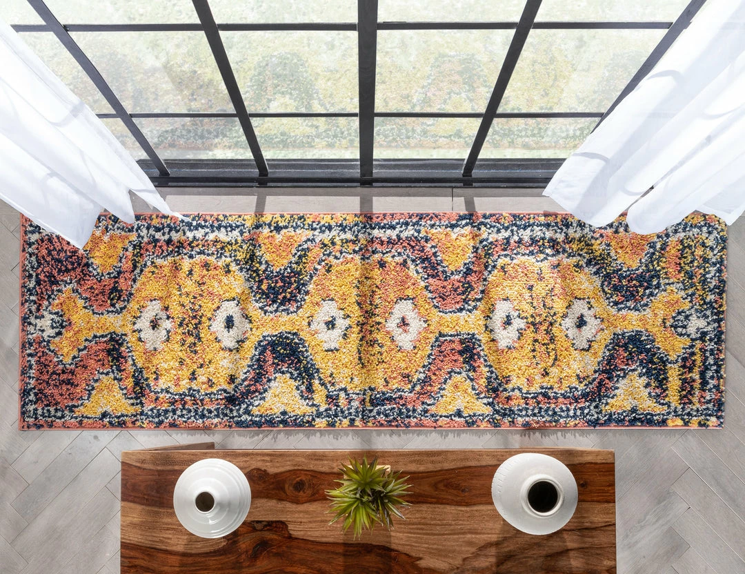 Well Woven Global Mowgli Tribal Moroccan Medallion Yellow Rust Rainbow Shag Rug 13 Well Woven Global Mowgli Tribal Moroccan Medallion Yellow Rust Rainbow Shag Rug