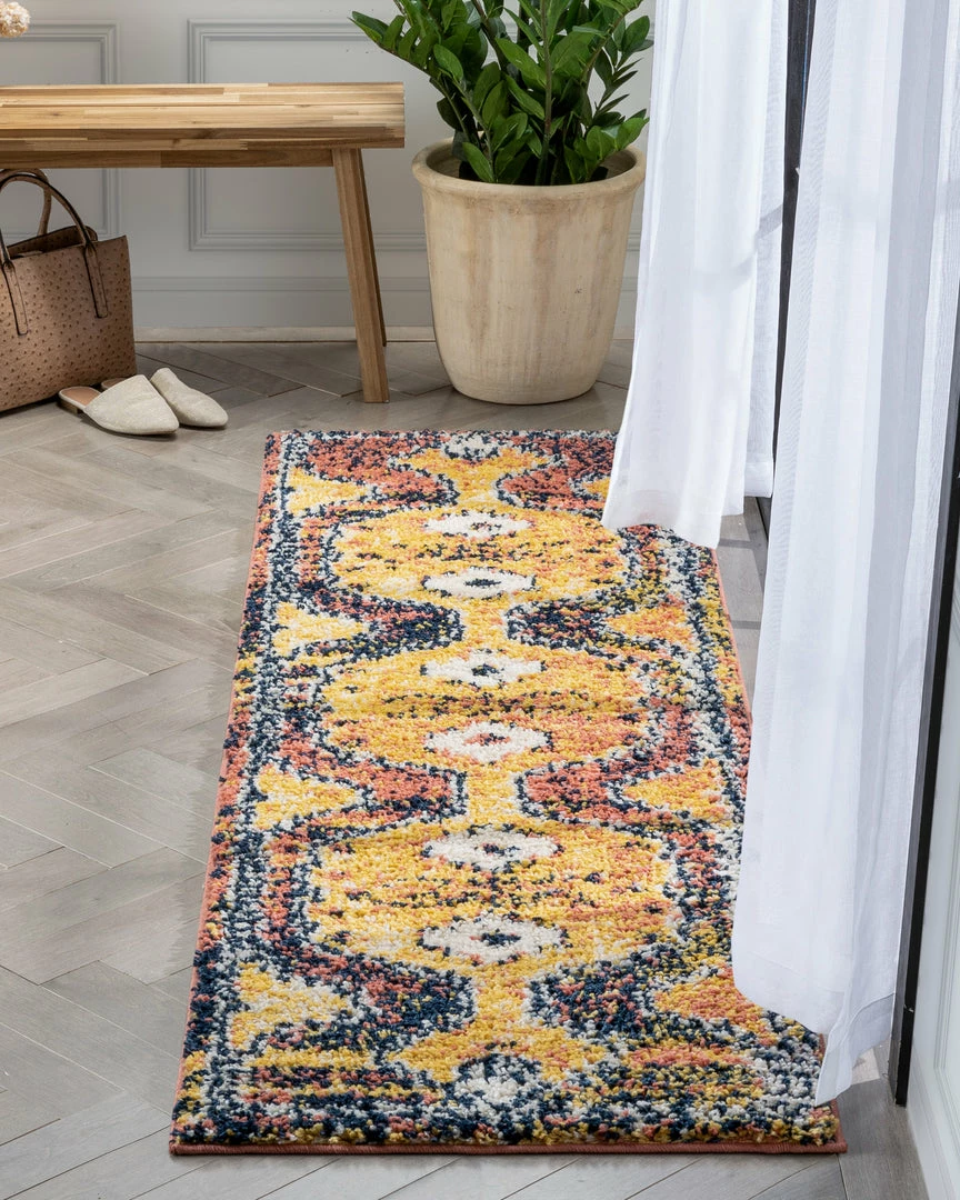 Well Woven Global Mowgli Tribal Moroccan Medallion Yellow Rust Rainbow Shag Rug 9 Well Woven Global Mowgli Tribal Moroccan Medallion Yellow Rust Rainbow Shag Rug