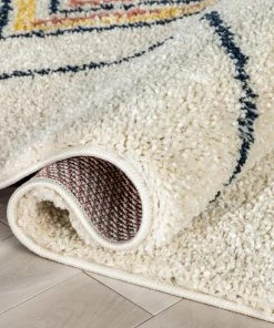 Well Woven Crew Moroccan Tribal Diamond Ivory Rainbow Shag Rug Global