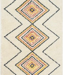 Well Woven Crew Moroccan Tribal Diamond Ivory Rainbow Shag Rug Global