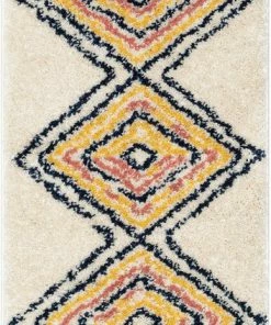 Well Woven Crew Moroccan Tribal Diamond Ivory Rainbow Shag Rug Global