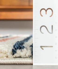 Well Woven Rainbow Retro Geometric Ivory Rainbow Shag Rug Vintage