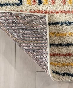 Well Woven Rainbow Retro Geometric Ivory Rainbow Shag Rug Vintage