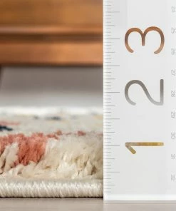 Well Woven Cricket Retro Dots Ivory Blue Rainbow Shag Rug