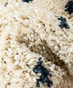 Well Woven Cricket Retro Dots Ivory Blue Rainbow Shag Rug