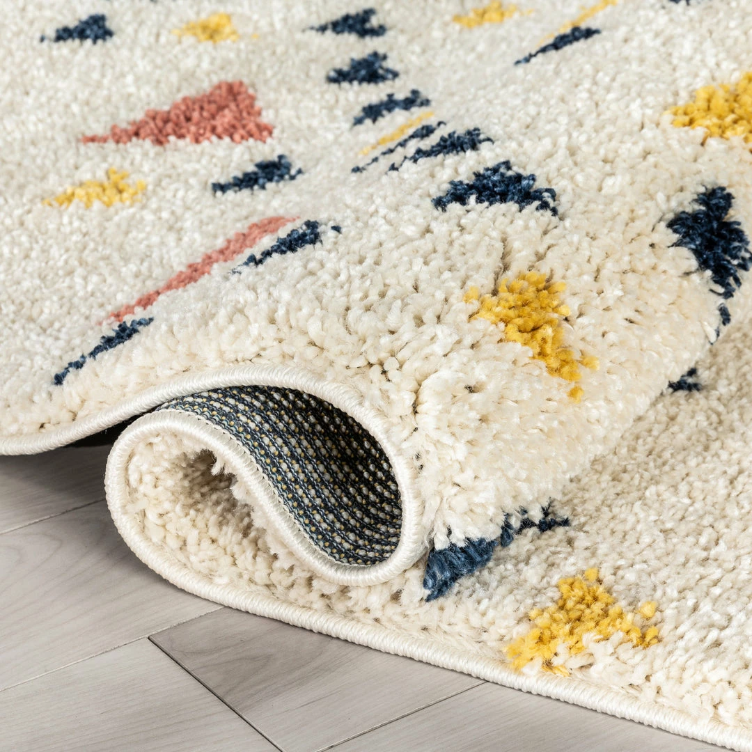 Well Woven Vintage Jax Retro Geometric Triangle Ivory Blue Rainbow Shag Rug 6 Well Woven Vintage Jax Retro Geometric Triangle Ivory Blue Rainbow Shag Rug