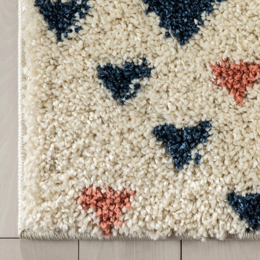 Well Woven Vintage Jax Retro Geometric Triangle Ivory Blue Rainbow Shag Rug 4 Well Woven Vintage Jax Retro Geometric Triangle Ivory Blue Rainbow Shag Rug